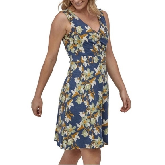 Patagonia Porch Song Dress Squash Blossom Dolomite Blue Size small